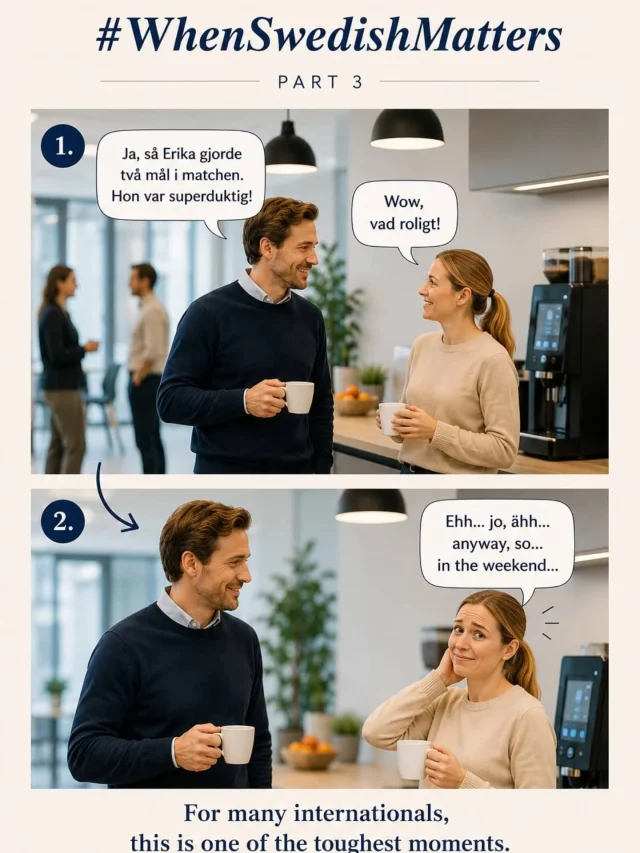 🇬🇧 #WhenSwedishMatters – Part 3

We know Swedes love speaking English. But our clients tell us it still feels like this. 

The coffee break.

A casual conversation.
A joke.
A question about the weekend.

And suddenly everyone switches to English. You feel a bit guilty. 

That's why we focus on practical Swedish for real-life situations – not just grammar exercises.

⭐ 5.0 on Google Reviews
📍 Stockholm & online

Learn more at www.albrechtskom.se